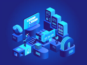 Blockchain Technology Isometric Concept