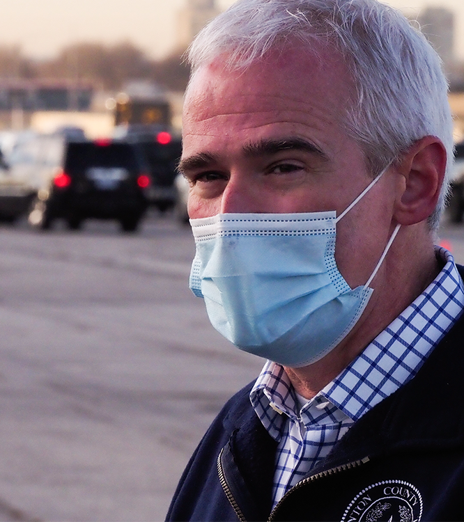 Dr. Matt Richardson at Denton County’s Texas Motor Speedway COVID vaccine site. (Denton Record-Chronicle/ Jeff Woo)