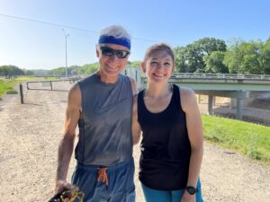 Lindsey and Scott together on the Trinity trail before a guided run.