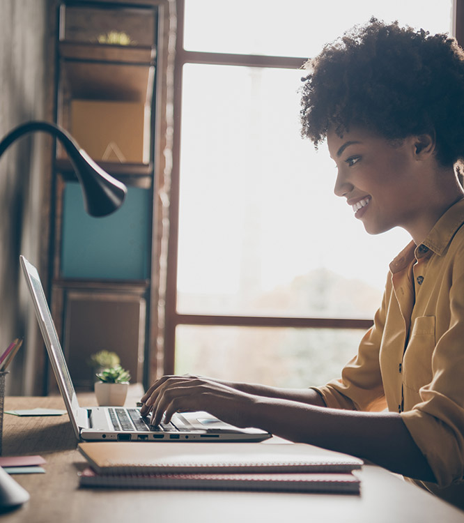 Profile Side Photo Of Girl using laptop