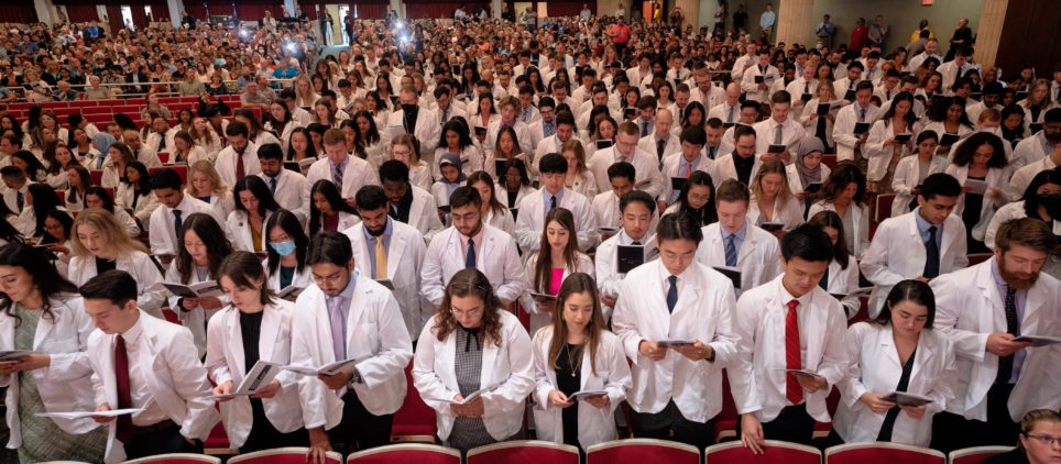 Students at the White Coat Ceremony