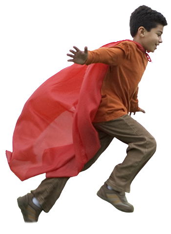 Child with superman cape