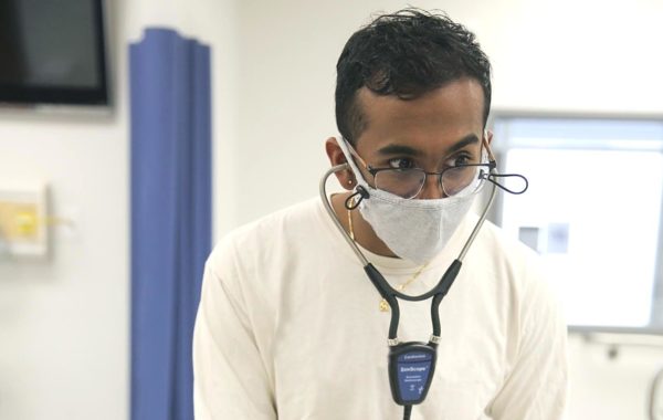 student with stethoscope