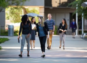 students walking on campus